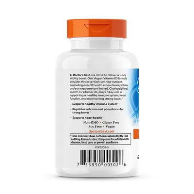Вітамін D3 веган Doctor's Best Vegan D3 with Vitashine D3 2500 МО, 60 вегетаріанських капсул