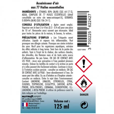 Спрей очисник повітря Nutri Expert Brume Aux Huiles Essentielles (77he) 77 ефірних олій, 125 мл