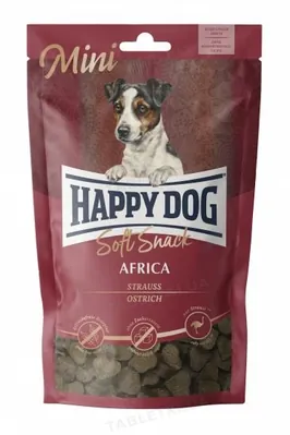 Ласощі м'які Happy Dog Soft Snack Mini Africa для собак дрібних порід, зі страусом та картоплею, 100 г