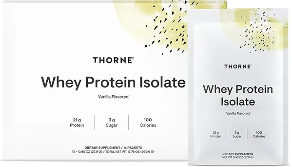 Протеїн сироватковий ізолят Thorne Research Whey Protein Isolate ваніль, 14 пакетиків по 27,9 г