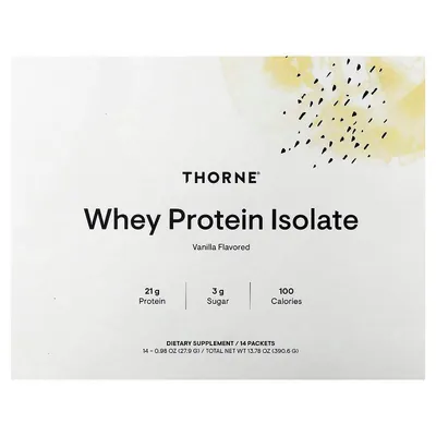 Протеїн сироватковий ізолят Thorne Research Whey Protein Isolate ваніль, 14 пакетиків по 27,9 г