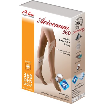 Чулки компрессионные Avicenum 360 Cotton класс компрессии 2, открытый носок, long, цвет бежевый, размер L