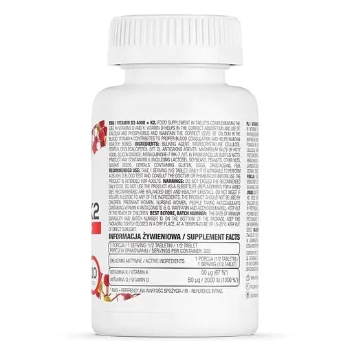 Вітаміни D3 + K2 OstroVit Vitamin D3 4000 + K2, 110 таблеток