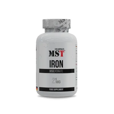 Залізо бісгліцинат MST Nutrition Iron Bisglycinate 21 мг, 120 капсул