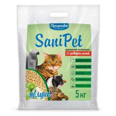 Наполнитель универсальный Природа PR240794 Sani Pet древесный яблоко, 5 кг