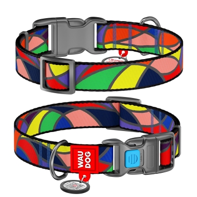 Нашийник Collar WAUDOG Nylon з QR-паспортом, малюнок Вітраж, пластиковий фастекс, ширина 20 мм довжина 24-40 см