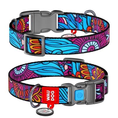 Ошейник Collar WAUDOG Nylon с QR-паспортом, рисунок Лето, пластиковый фастекс, ширина 15 мм длина 23-35 см