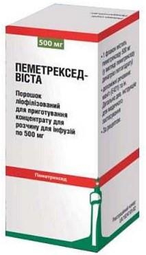 Пеметрексед-Виста порошок лиоф. д/приг. конц. для р-ра д/инф. по 500 мг №1 во флак.