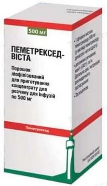 Пеметрексед-Віста порошок ліоф. д/приг. конц. для р-ну д/інф. по 500 мг №1 у флак.
