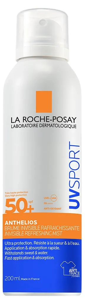 Спрей-міст cонцезахисний La Roche-Posay Anthelios SPF50+ UVSport невидимий освіжаючий для шкіри обличчя та тіла, 200 мл