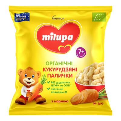 Палочки кукурузные Milupa для детей от 7 месяцев с морковью, 20 г