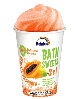Набір для ванн Bath Sweets Веселі бульбашки: бомба-кекс + морська сіль з чередою, 280 г