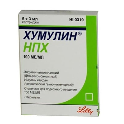 Хумулин НПХ суспензия д/ин. 100 МЕ/мл по 3 мл №5 в шпр.-руч. квикпен