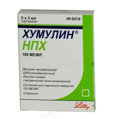 Хумулін НПХ суспензія д/ін. 100 МО/мл по 3 мл №5 у шпр.-руч. квікпен