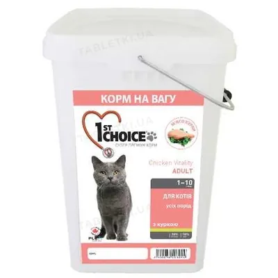 Корм сухий для котів 1st Choice Adult Indoor Vitality зі смаком курки, контейнер, 5 кг