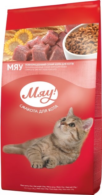 Корм сухий для котів Мяу! повнораціонний з куркою, 14 кг