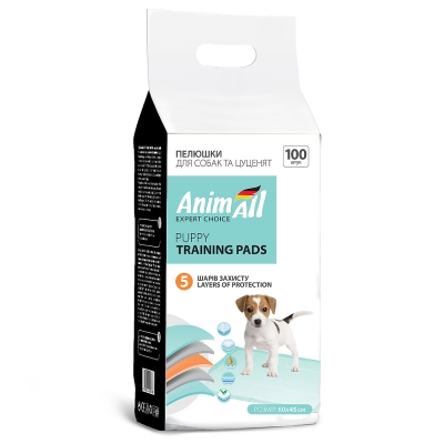 Пеленки для собак AnimAll 60 см х 45 см, 100 штук