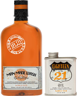 Набор подарочный 18.21 Man Made Volume 5 Noble Oud (шампунь-гель душ 532 мл + масло для волос и тела 60 мл)