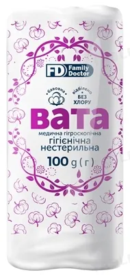 Вата нестерильна FD Family Doctor медична гігроскопічна, гігієнічна, "Зіг-Заг", 100 г