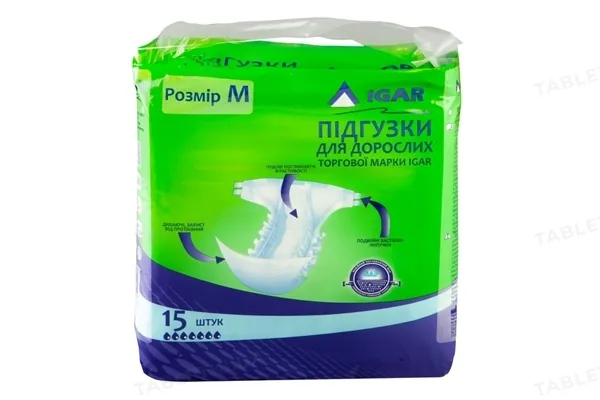 Підгузки для дорослих IGAR розмір М, 15 штук