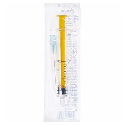 Шприц 2 мл IGAR трикомпонентний з голкою 23G х 1 1/4"(0,6 х 30 мм), 1 штука