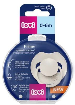 Пустушка силіконова динамічна Lovi Prime 34/400 Coconut, 0-6 міс, 1 шт