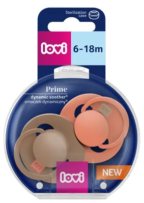 Пустушка силіконова динамічна Lovi Prime 34/410 Granola/Orange, 6-18 міс, 2 шт