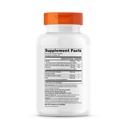 Глюкозамін хондроїтин МСМ Doctor's Best Glucosamine Chondroitin MSM with OptiMSM, 240 вегетаріанських капсул