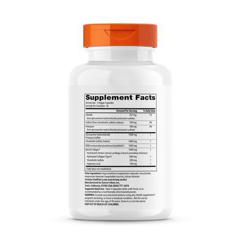 Глюкозамин Хондротин МСМ + Гиалуроновая кислота Doctor's Best Glucosamine Chondroitin MSM +Hyaluronic Acid, 150 капсул