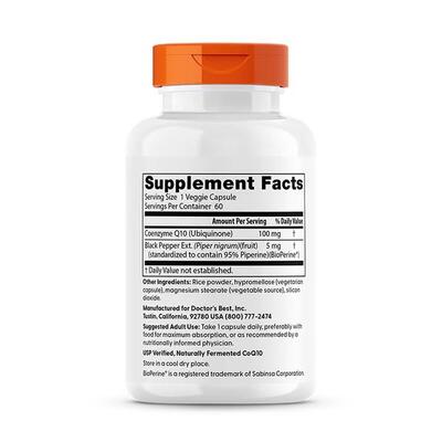 Коензим Q10 100 мг та біоперин Doctor's Best High Absorption CoQ10 with BioPerine, 60 вегетаріанських капсул