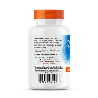Мелатонін 5 мг Doctor's Best Melatonin м'ятний смак, 120 жувальних таблеток