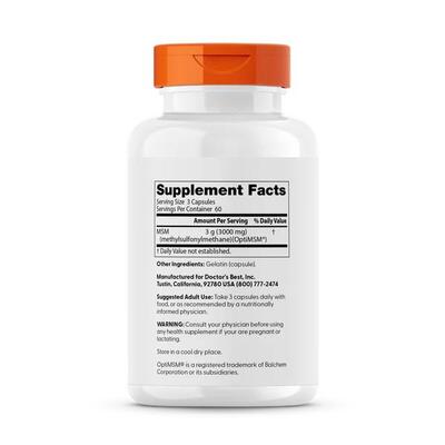 Метилсульфонілметан Doctor's Best MSM with OptiMSM, 180 капсул