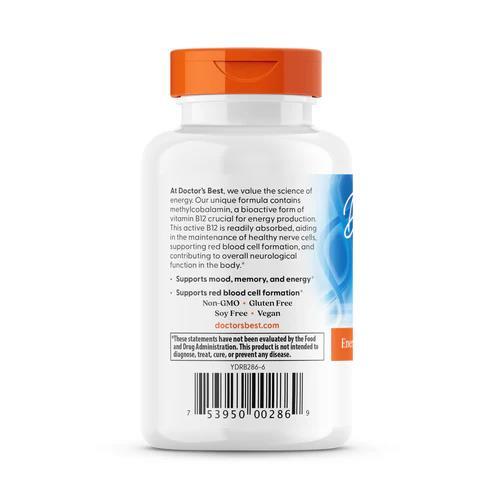 Витамин В12 1500 мкг Doctor's Best Fully Active B12, 60 вегетарианских капсул
