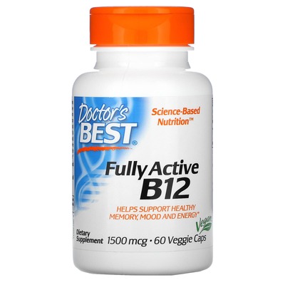 Витамин В12 1500 мкг Doctor's Best Fully Active B12, 60 вегетарианских капсул