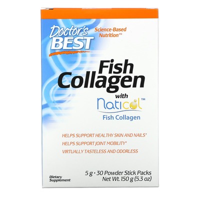 Риб'ячий колаген з натиколом Doctor's Best Fish Collagen, 30 стіків по 5 г