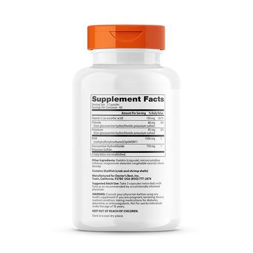 Синергічний Глюкозамін МСМ-Формула Doctor's Best OptiMSM, 180 капсул