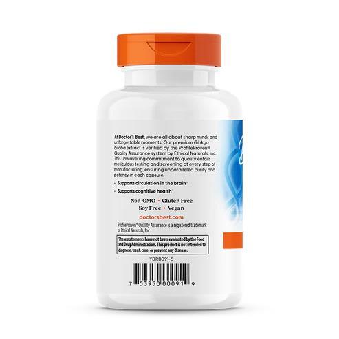 Гінкго білоба екстракт 120 мг Doctor's Best Extra Strength Ginkgo, 120 вегетаріанських капсул