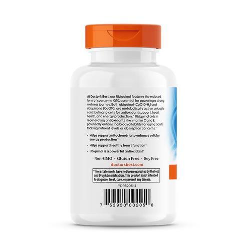 Убіхінол Doctor's Best Ubiquinol with Kaneka 100 мг, 60 желатинових капсул