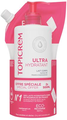 Набір Topicrem Ultra Hydratant (Ультра зволожуюча емульсія для тіла + Ультра зволожуюча емульсія для тіла змінний блок), 2 шт х 500 мл
