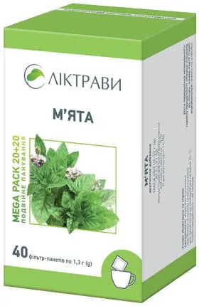 М'яти перцевої листя по 1.3 г №40 у філ.-пак. (дієт.доб.)