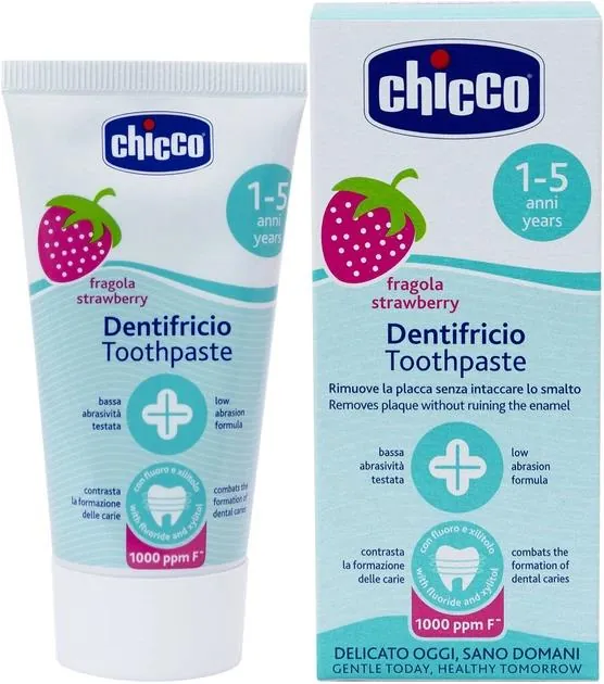 Зубна паста Chicco Полуниця з фтором від 1 року (07429.00), 50 мл