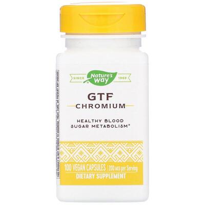 Хром полиникотинат Nature's Way GTF Chromium 200 мкг, 100 капсул