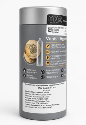Презервативи ONE Vanish Hyperthin ультратонкі, 12 штук