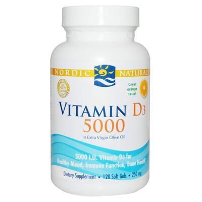 Витамин D3 Nordic Naturals Vitamin D3 5000 МЕ апельсин, 120 гелевых капсул