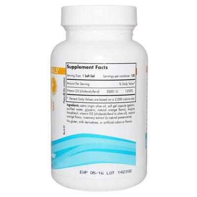 Витамин D3 Nordic Naturals Vitamin D3 5000 МЕ апельсин, 120 гелевых капсул