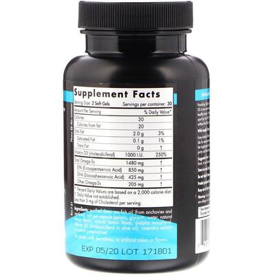 Омега-D3 спорт Nordic Naturals Ultimate Omega-D3 Sport 1000 мг, 60 капсул