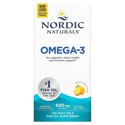 Омега-3 Nordic Naturals Omega-3 690 мг, лимон, 120 капсул