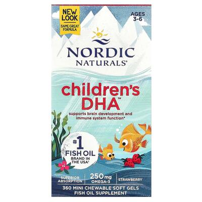 Рыбий жир для детей Nordic Naturals Children's DHA 250 мг, клубника, мини-капсулы мягкие №360
