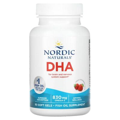 Докозагексаеновая кислота Nordic Naturals DHA 415 мг, клубника, 90 капсул