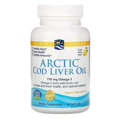 Рыбий жир из печени трески Nordic Naturals Arctic Cod Liver Oil 1000 мг, лимон, 90 капсул